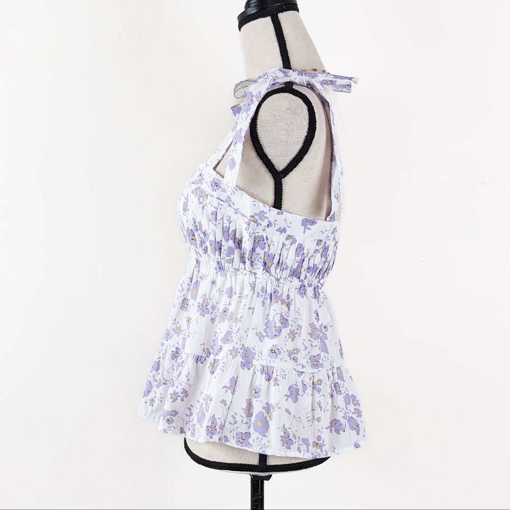 NWT Storia Floral Tie Strap Tank Top, Size Medium - Picture 2 of 6
